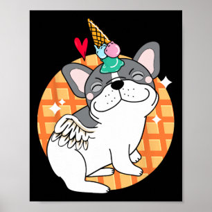 Affiche French Bulldog Ice Cream Frenchie Anniversaire