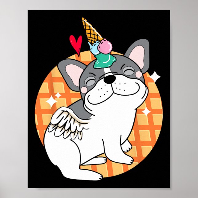 Affiche French Bulldog Ice Cream Frenchie Anniversaire (Devant)