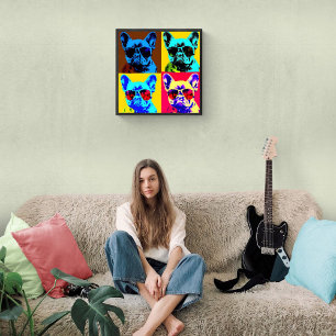 Affiche French bulldog painting in pop art style