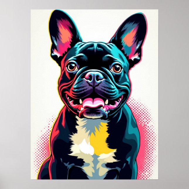 Affiche French Bulldog Pop Art- Bold Retro Comic Style (Devant)
