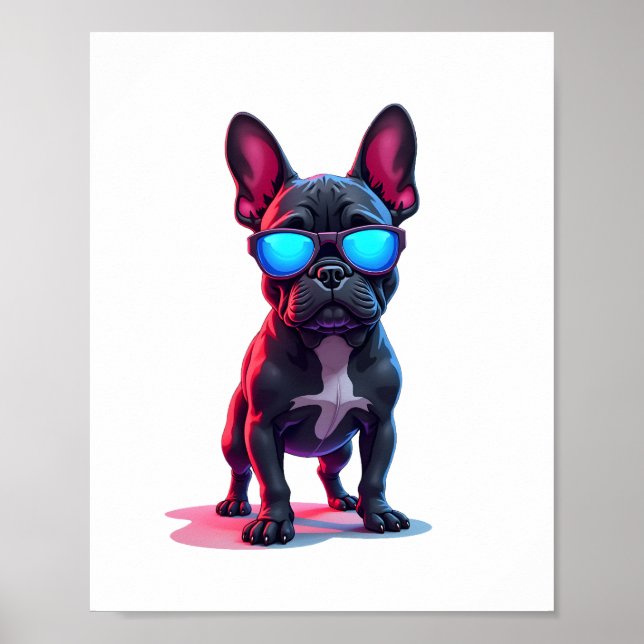 Affiche French Bulldog SciFi avec lunettes de soleil Cool (Devant)