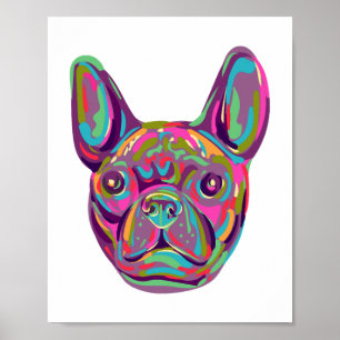 Affiche French Bulldog Tête Française Pop style art