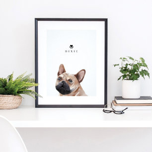 Affiche French Bulldog Watercolor Illustration Dog's Name