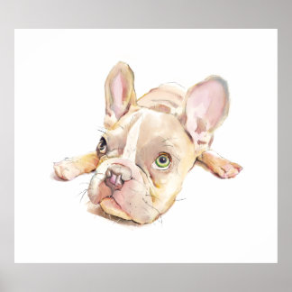 Affiche French Bulldog Watercolor Poster, Wall Art 