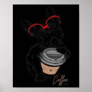 Affiche French Bulldog With Gles Coffee Cadeau