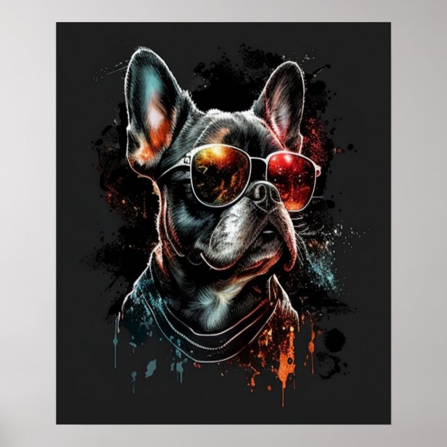 Affiche French Bulldog with Sunglasses  (Devant)