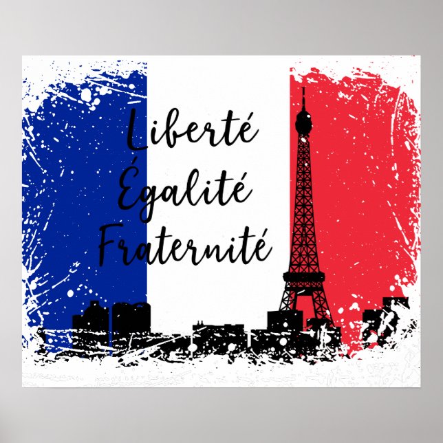 Affiche French Flag Liberté Egaliteé Fraternité Eiffel (Devant)