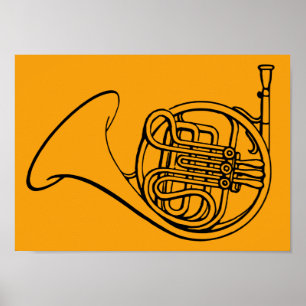 Affiche French Horn musique de groupe en laiton