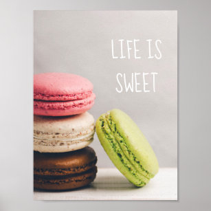 Affiche French macaroons in pastel vintage colors
