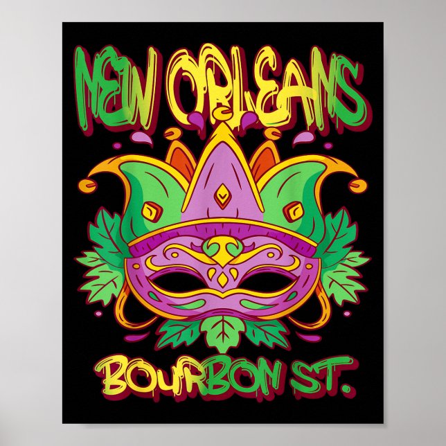 Affiche French New Orleans Mardi Gras Bourbon Street Souve (Devant)
