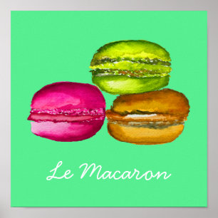 Affiche French theme Le Macaron cute watercolor art