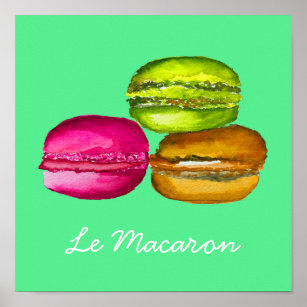 Affiche French theme Le Macaron cute watercolor art