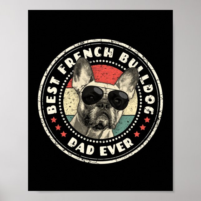 Affiche Frenchie Dad Jour Rétro Français Bulldog Lover Pro (Devant)