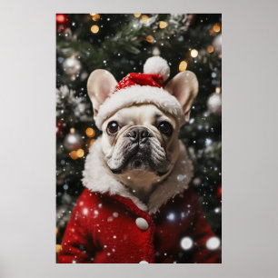 Affiche Frenchie Festive : Un portrait de vacances
