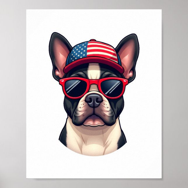 Affiche Frenchie portant les couleurs des États-Unis (4) (Devant)