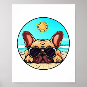 Affiche Frenchie Profitant De La Plage