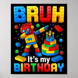 Affiche Frère C'est Mon Anniversaire Jouet Brique Robot Ga