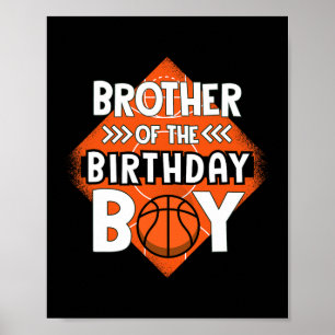 Affiche Frère De L'Anniversaire Garçon Frère Bysketbyll Bi