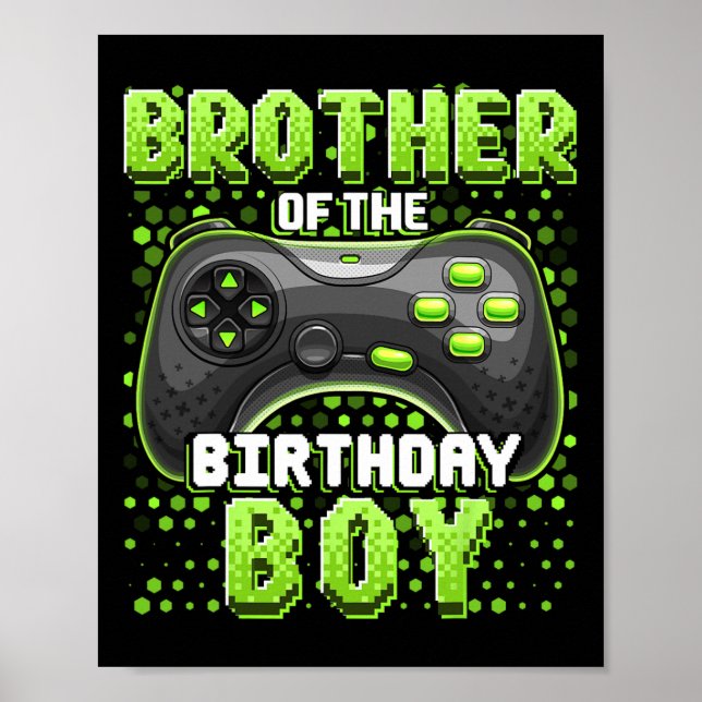 Affiche Frère De L'Anniversaire Garçon Matching Vidéo Jeu  (Devant)