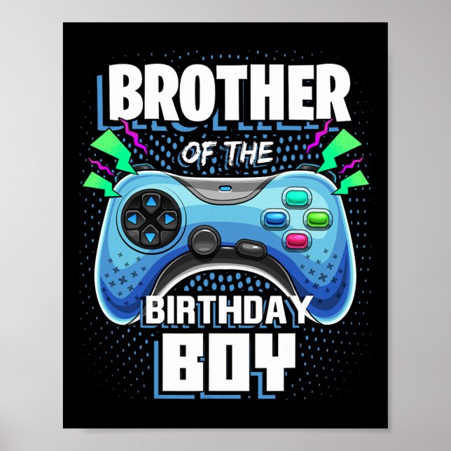 Affiche Frère De L'Anniversaire Garçon Matching Vidéo Jeu  (Devant)
