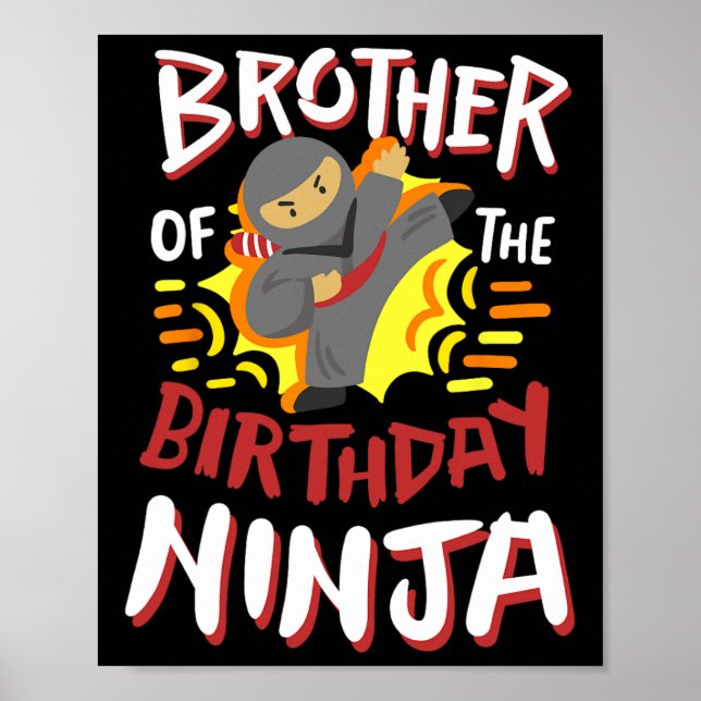 Affiche Frère De L'Anniversaire Ninja Karate Enfants Anniv (Devant)
