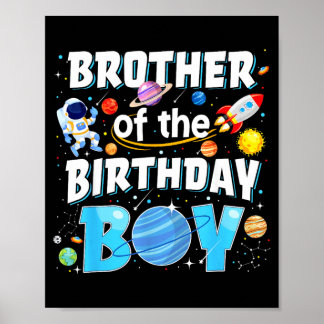 Affiche Frère de l'astronaute garçon d'anniversaire espace