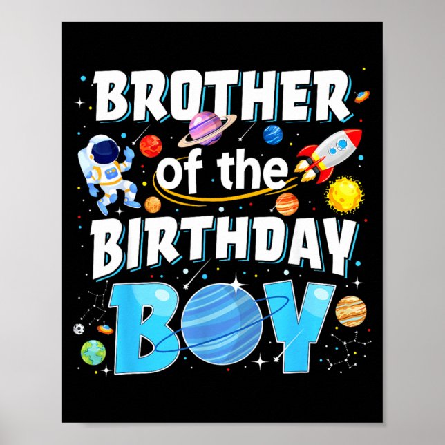 Affiche Frère de l'astronaute garçon d'anniversaire espace (Devant)