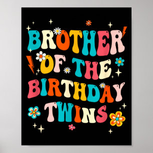 Affiche Frère des jumeaux d'anniversaire Garçons Filles Fê