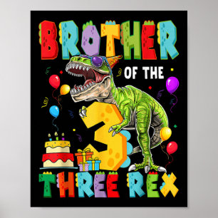 Affiche Frère Des Trois Rex 3e Anniversaire Dinosaur