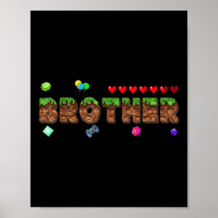 Affiche Frère du garçon d'anniversaire jeu de pixels appar