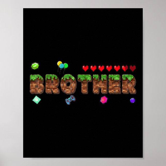 Affiche Frère du garçon d'anniversaire jeu de pixels appar (Devant)