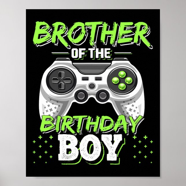 Affiche Frère du garçon qui fête son anniversaire jeu vidé (Devant)