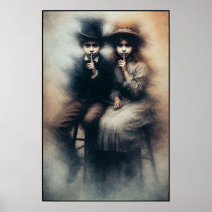 Affiche Frère et sœur de l'ère victorienne effrayants sur