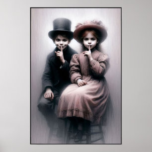 Affiche Frère et sœur de l'ère victorienne effrayants sur