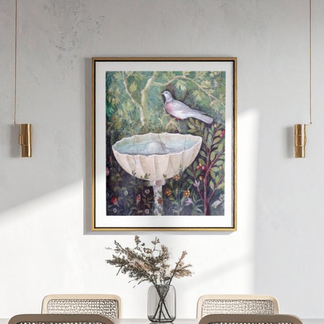 Affiche Fresco of Pigeon and a Fountain, Pompeii (Créateur téléchargé)