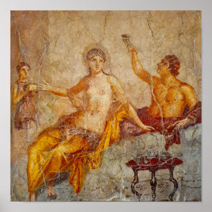 Affiche Fresco Private Drinking Scene in Pompeii