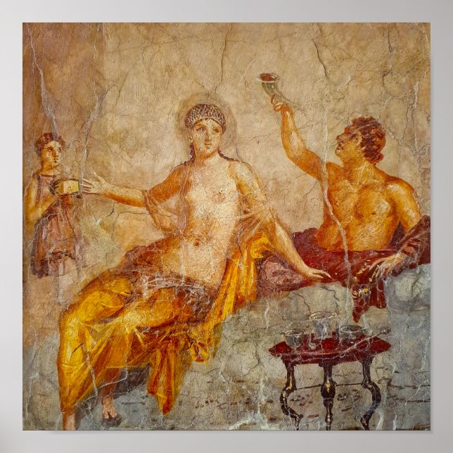 Affiche Fresco Private Drinking Scene in Pompeii (Devant)
