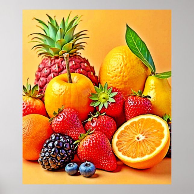Affiche Fresh Bounty: Vibrant Fruit Harvest Design  (Devant)