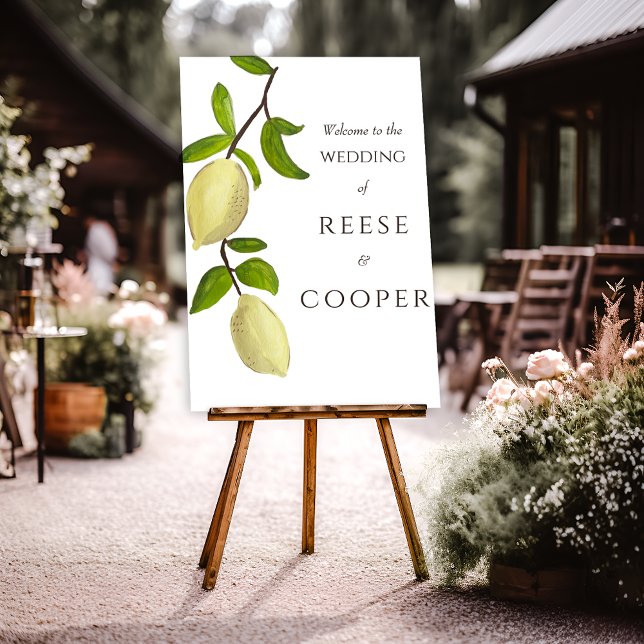 Affiche Fresh Citrus Painted Lemons Mediterranean Welcome (Créateur téléchargé)