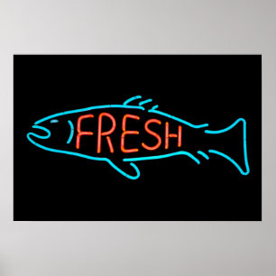 Affiche Fresh Fish Neon Sign