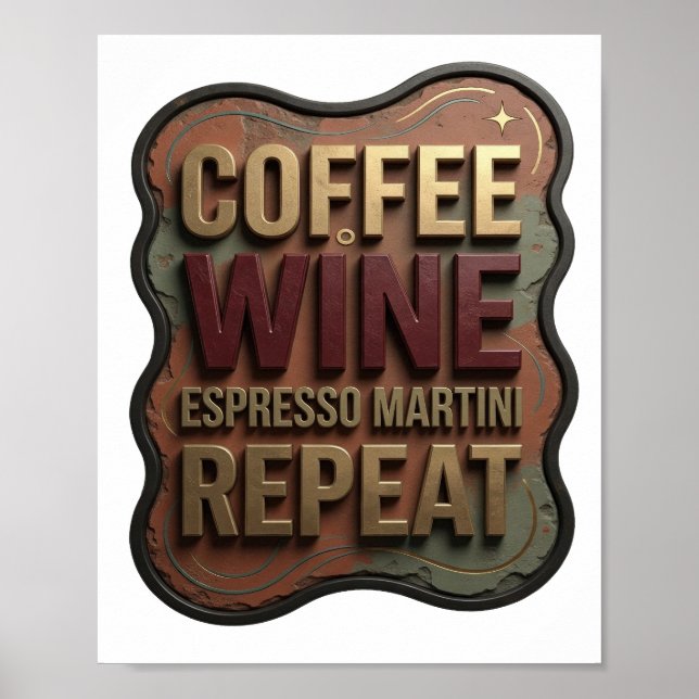 Affiche Fresh Gold CAFÉ VIN ESPRESSO MARTINI RÉPÉTER (Devant)