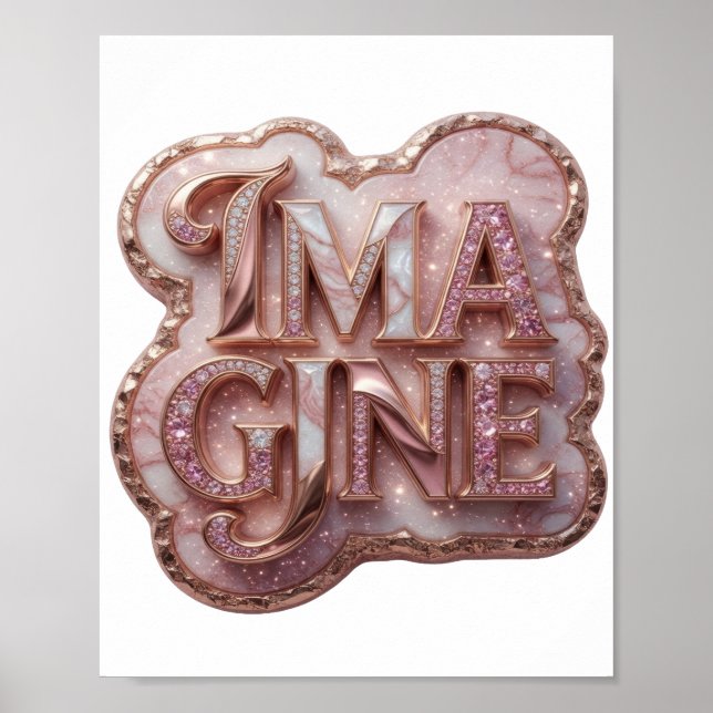 Affiche Fresh Gold IMAGINE Texte Art 3D (Devant)