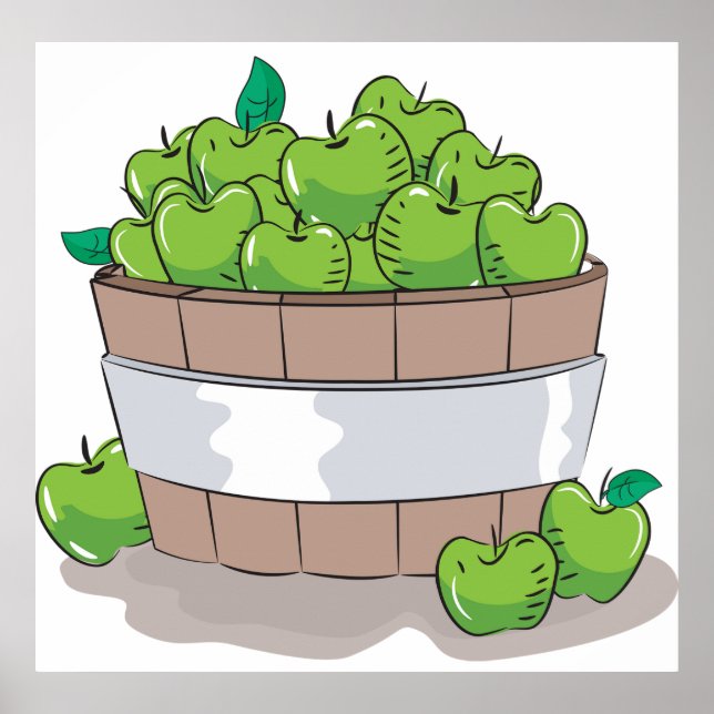 Affiche Fresh Green Apple Harvest Barrel Granny Smith (Devant)