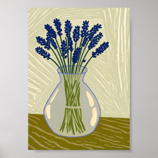 Affiche Fresh Lavender in Glass Vase Art Print Minimalist