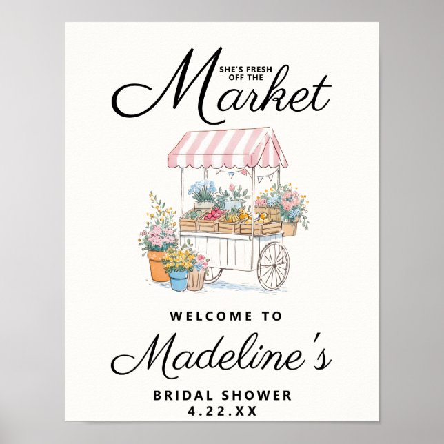 Affiche Fresh Off The Market Bridal Shower Welcome Sign (Devant)
