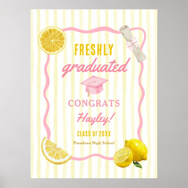 Affiche Freshly Graduated Grad Party Printable Welcome (Devant)