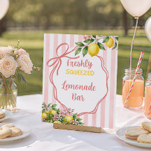 Freshly Squeezed Lemonade Pink Bow Baby Shower Bar