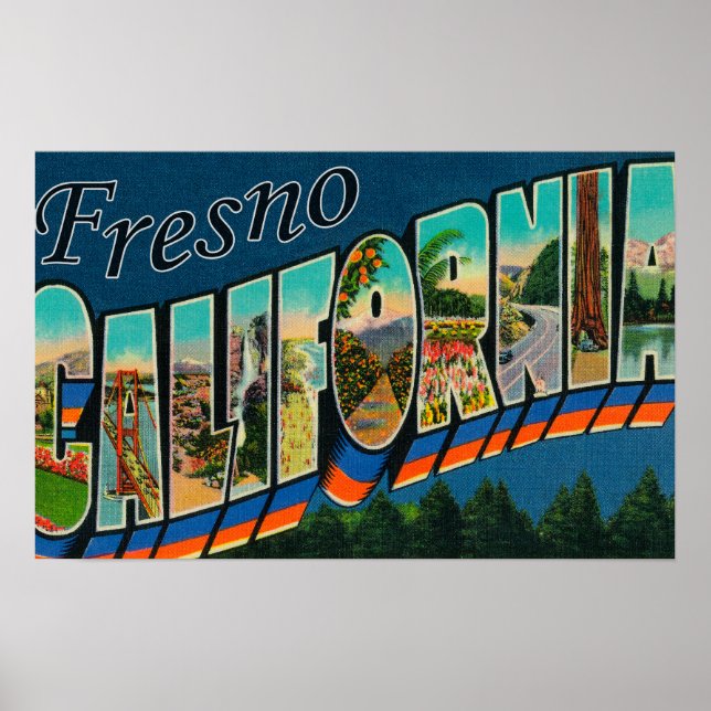 Affiche Fresno, California - Large Letter Scenes 2 (Devant)