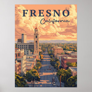 Affiche Fresno California Urban Landcape