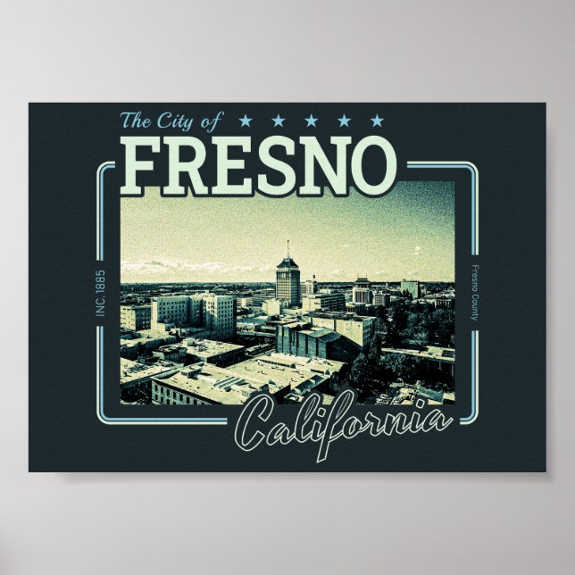AFFICHE FRESNO CALIFORNIA - VILLE DE FRESNO CA (Devant)